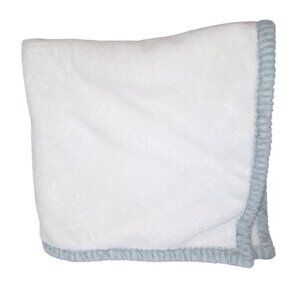 2023 Chick Pea Cream Bluish Gray Ribbed Trim Lovey Baby Blanket 30" X 36"